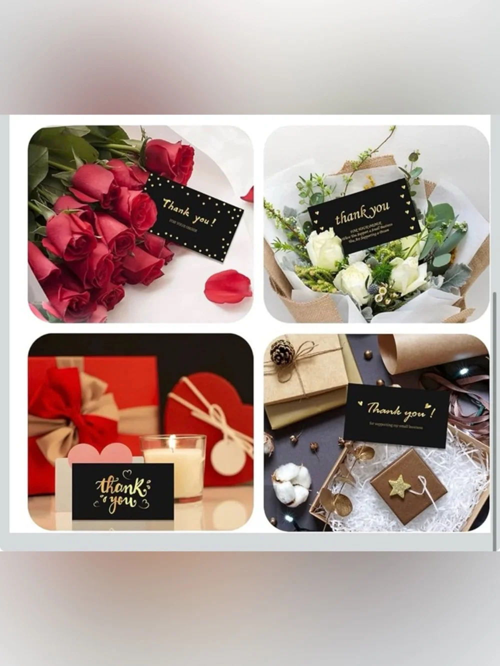 30 Gold Foil Thank You Cards | 6 Elegant Designs | Small Business Packaging